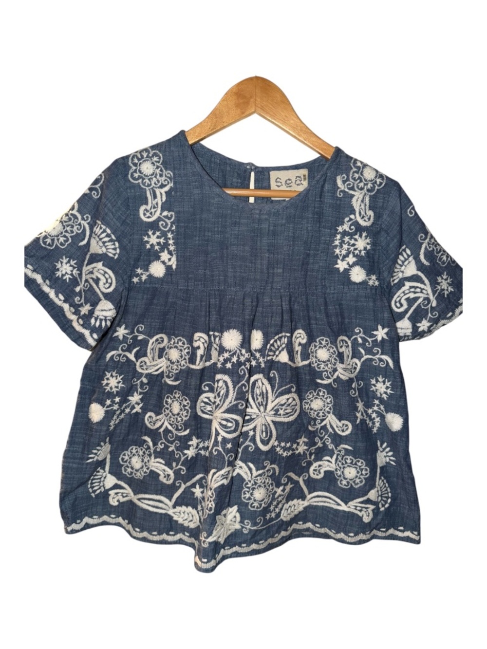 SEA NY Embroidered Chambray Top 10 Pintuck